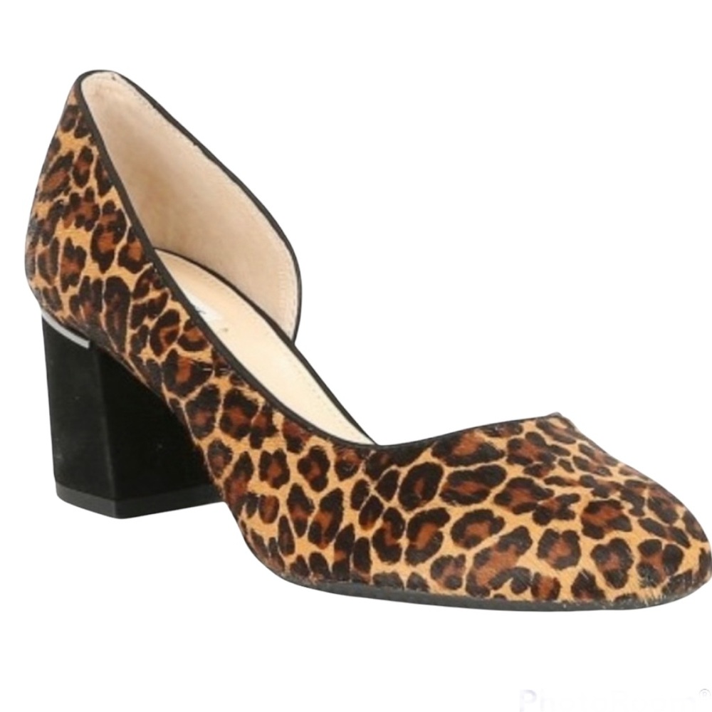 Alex Marie Leopard Calf Hair Block Heel Pump